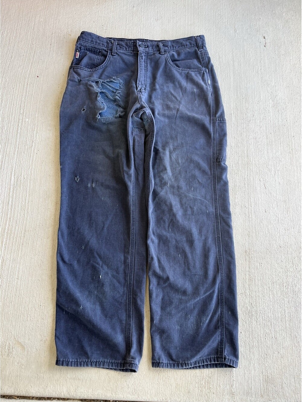 Vintage Carhartt FR Distressed Workwear Pants Navy 34x30